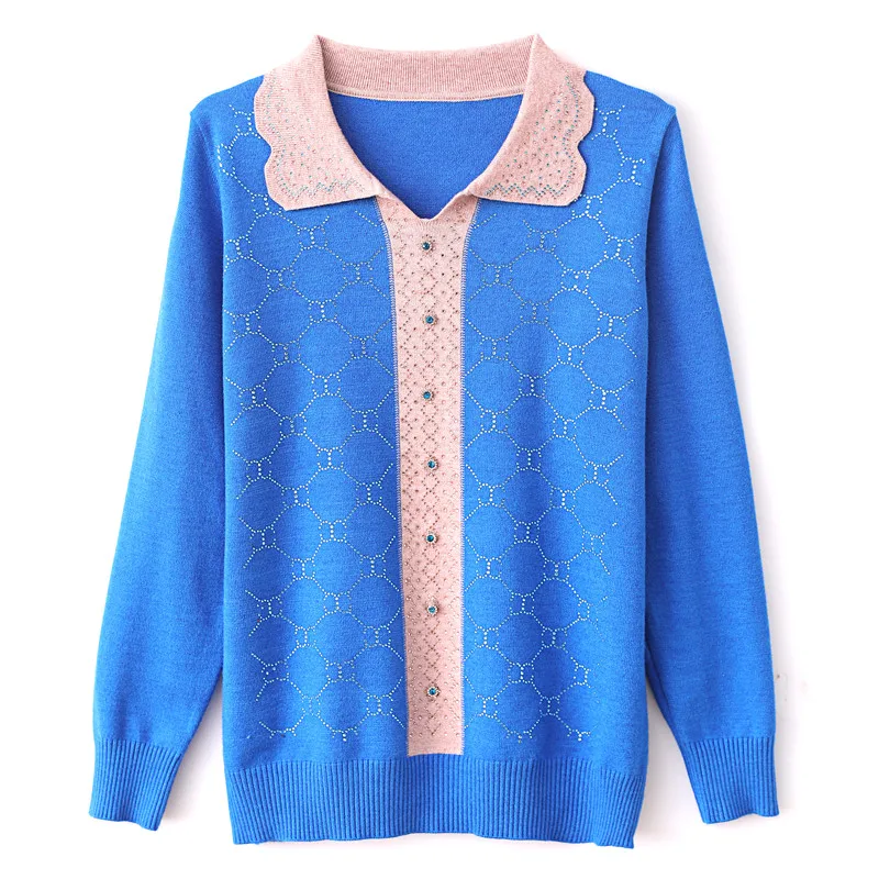 

2020 New Middle-Aged Women Sweater Wool Blends Pullover Knitting Sweater O-Neck Plus Size Casual Soft Sweater Women T756