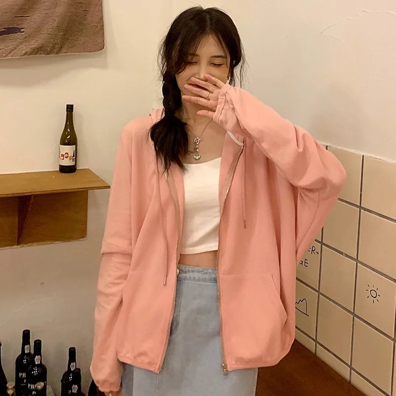 Женский двухслойный свитшот с капюшоном и рукавом летучая мышь | Женская одежда