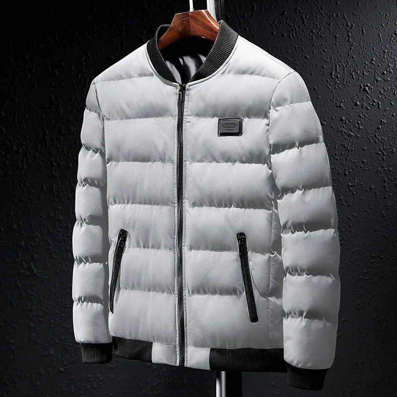 Парка мужская однотонная с воротником стойкой теплая ветровка Осень