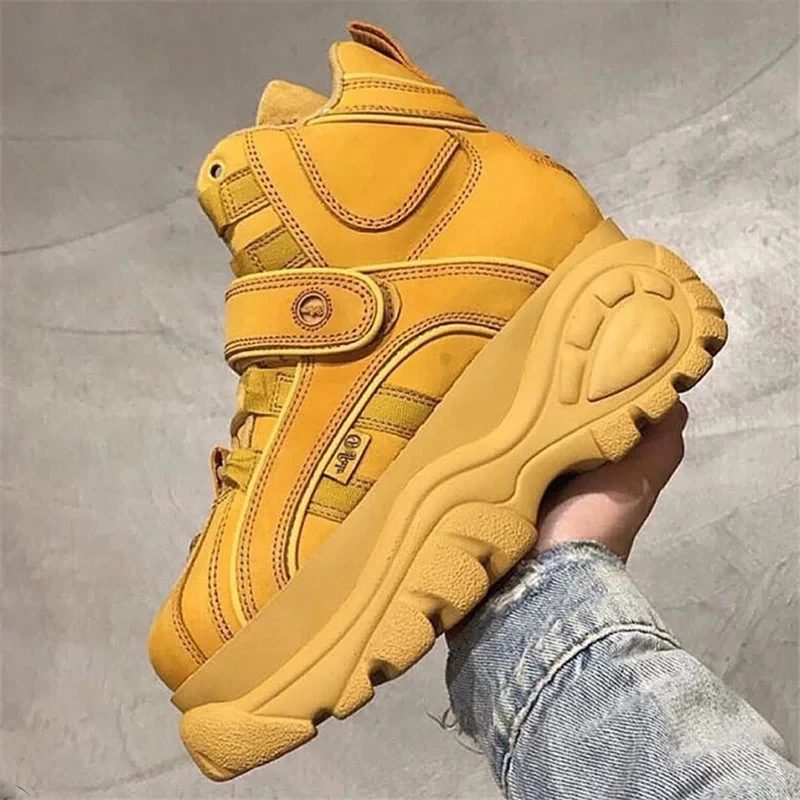 

Prova Perfetto Platform Shoes Woman Sneakers Luxury Lace Up Women's Sports Shoes Genuine Leather Increase Street Dad Shoes 2021