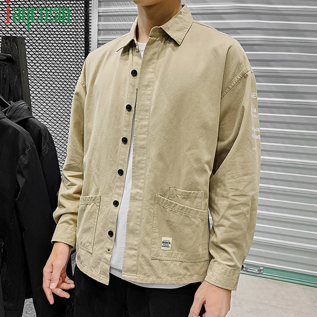 Модная мужская рубашка карго с несколькими карманами однотонная Повседневная