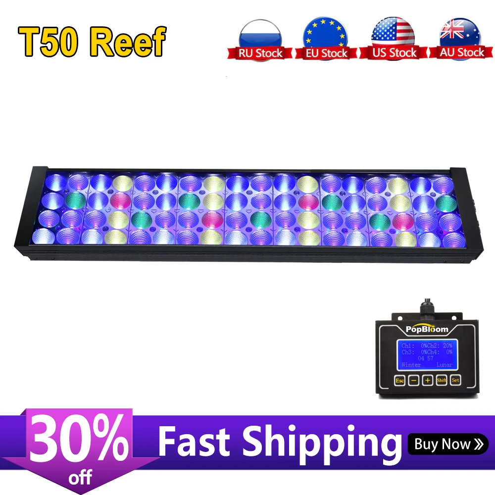 Popblom светодиодные аквариумные лампочки лампа коралловый риф морской аквариум