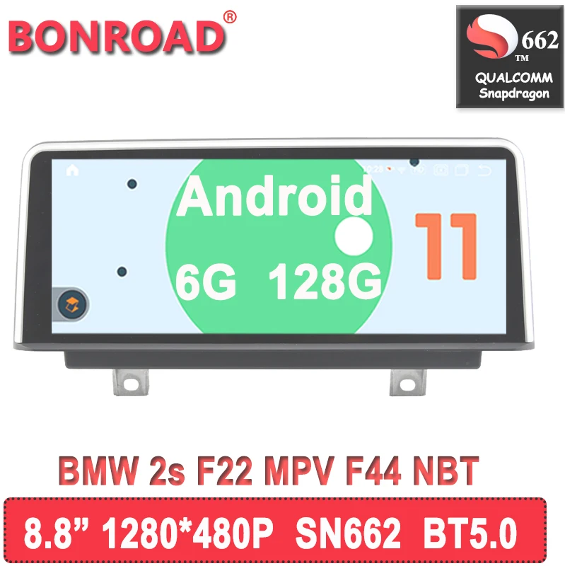 

Bonroad Android 11 Автомобильный мультимедийный плеер авторадио стерео приемник для BMW 2 серии F22 MPV F44 Snapdragon BT5.0 Carplay GPS USB