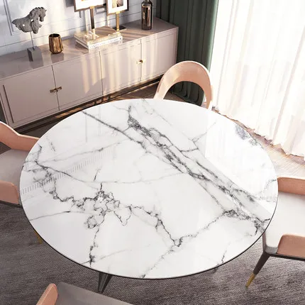 Round Marble Table Cloth Coffee Table Tablecloth PVC Plastic Table Mat Waterproof Table Cover Dining Table Decor Send In Roll