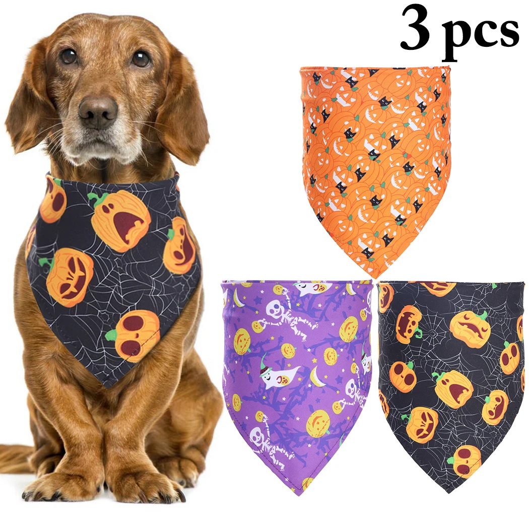 Забавные треугольные платочки для собак 3 шт. шарф питомца в форме тыквы бандана