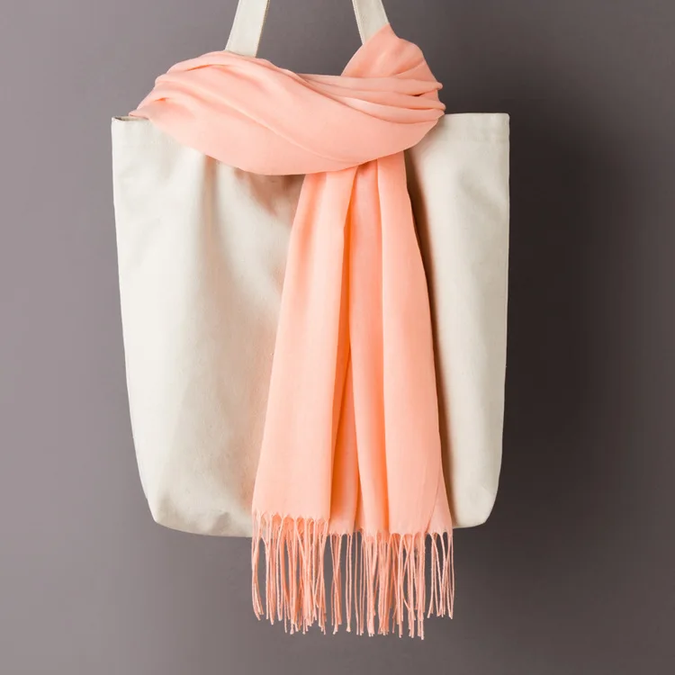 Light pink Scarf Women Solid Color Cashmere Scarves with Tassel Autumn New Soft Warm Lady Girls Wraps Thin Long Scarf Female Shawl Men Scarf - Цвет: Light pink Scarf