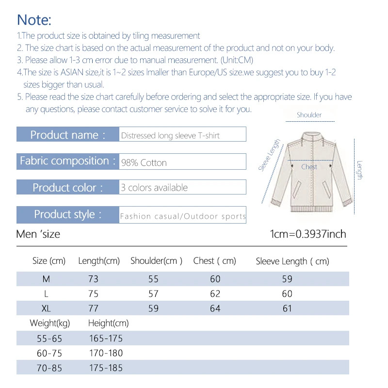 

Men's Dirty And Old Long Sleeve T-shirt Autumn 98% Cotton Round Neck Couple Clothes Black Loose T-shirt High Street Vintage Tops