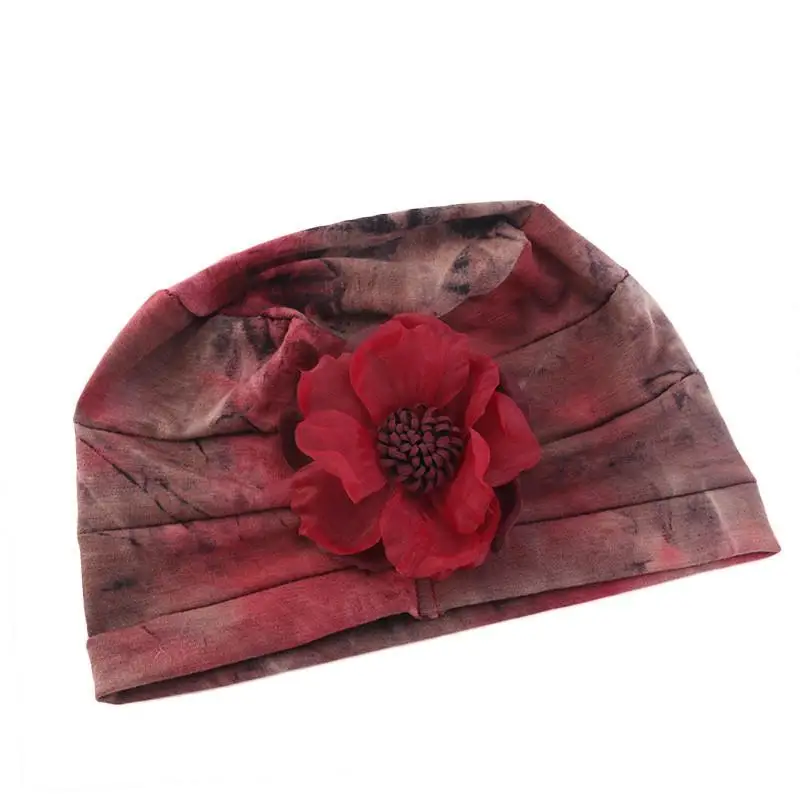 Мусульманские женщины тюрбан с цветком Рак Кепка chemo выпадение волос крышка