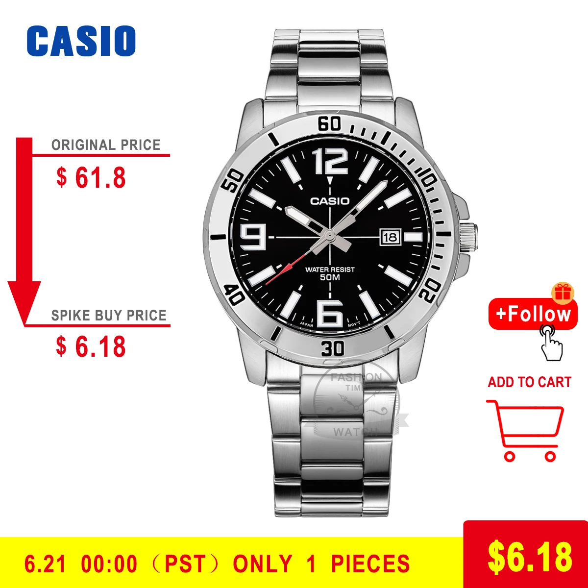 Часы Casio $ 11.11 с ограниченным временем цена для мужчин установленный бренд класса