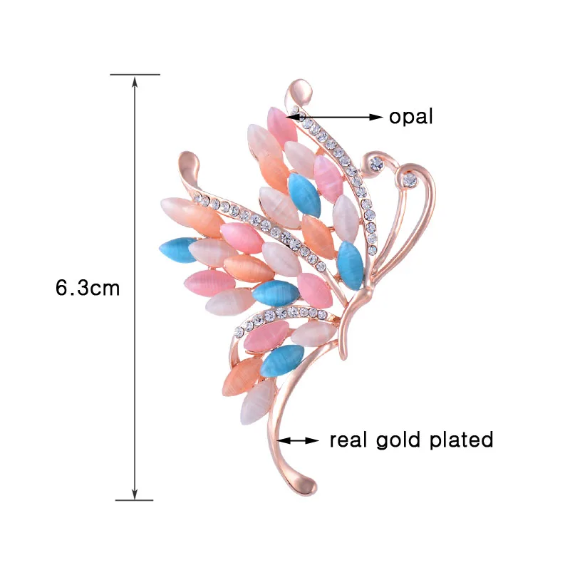 

SINLEERY Design Pink Opal Butterfly Fairy Flower Brooch Rose Gold Color Tiny Cubic Zirconia Brooch For Women Jewelry XZ018 SSB