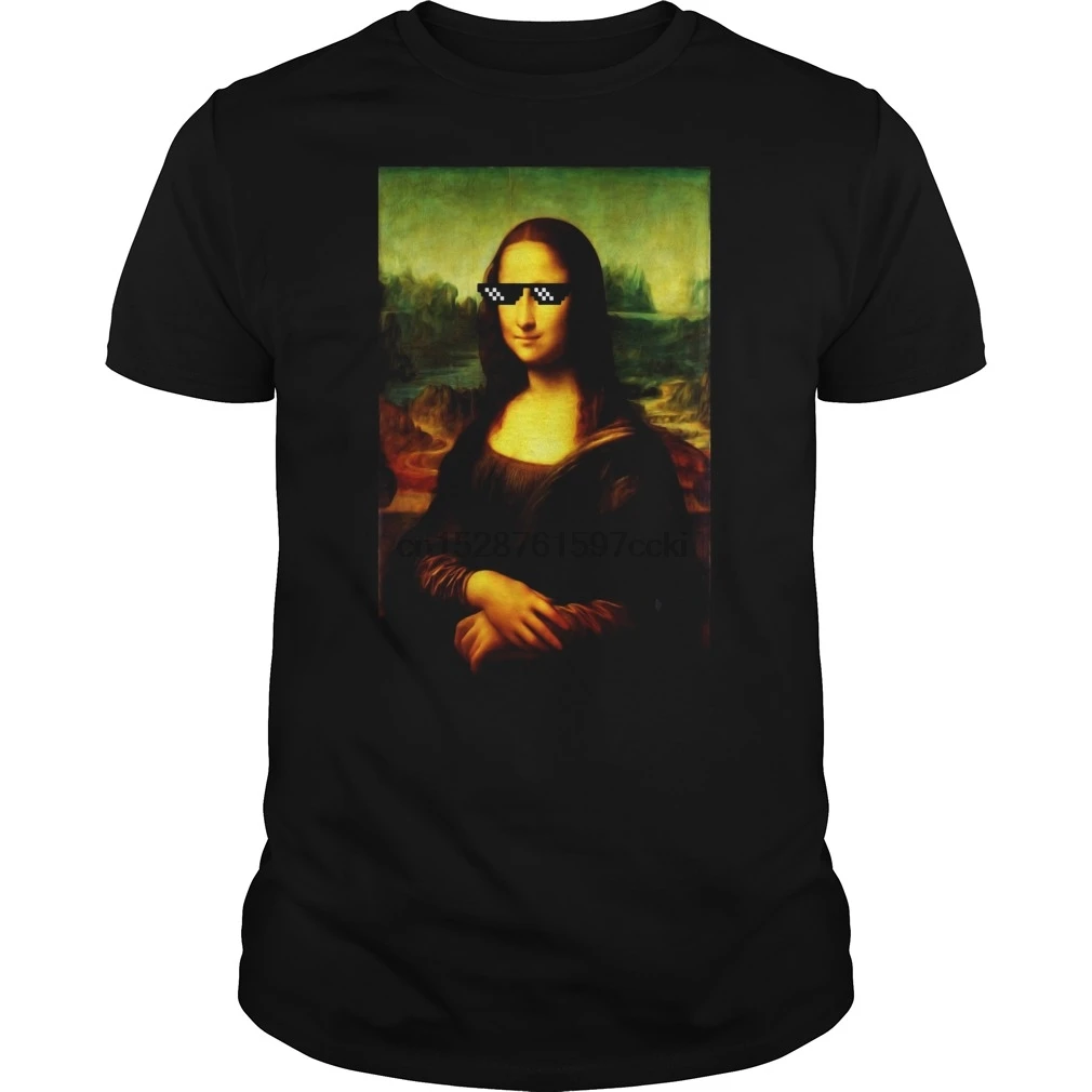 Смешные мужские футболки Mona Lisa Meme солнцезащитные очки Футболка (2) крутая