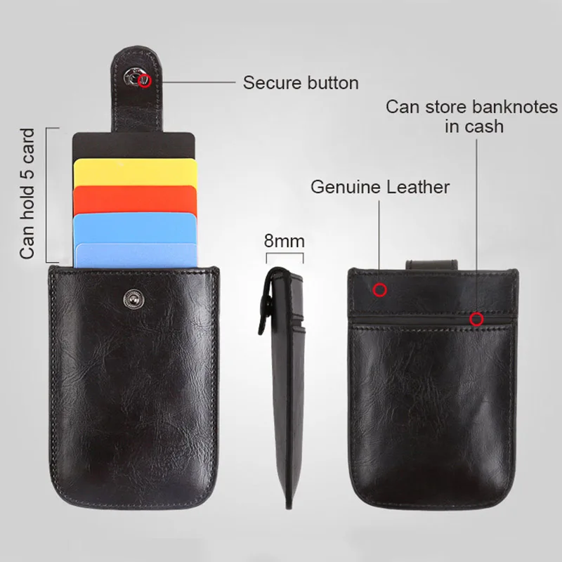 DIENQI Rfid блокирующий держатель для карт, кошельки для мужчин и женщин, тонкий мини-кошелек, сумка для денег, кошелек, черный, тройной, всплывающий, волшебный тонкий кошелек, кошелек