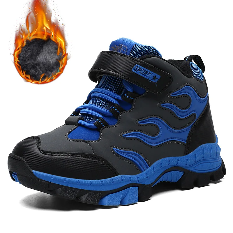 

Winter Hiking Shoes Boy Kids Snow Boots Teenagers Children shoe Walking Climbing Sneakers Leather Waterproof Non-slip Sport Fur