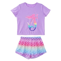 new summer pajamas for girls cute mermaid pajamas set kids sleepwear short sleeve t shirt and shorts home wear clothing suits