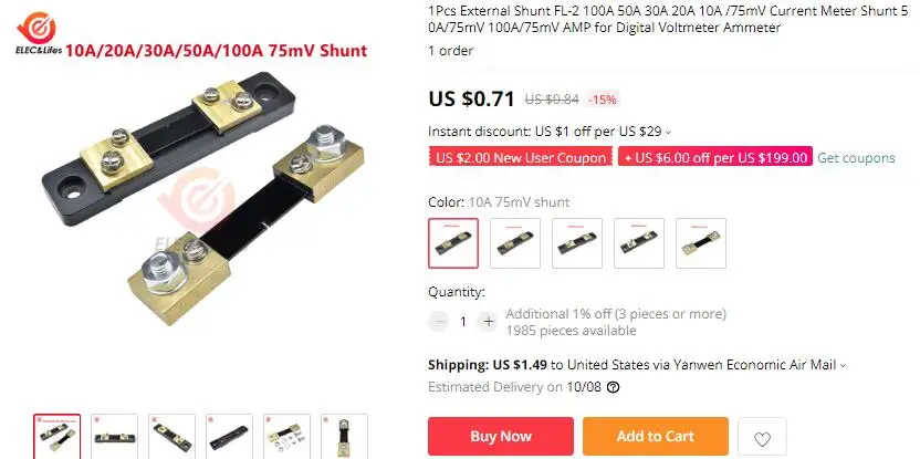 DC 0-100V 10A 50A 100A электронный цифровой вольтметр Амперметр постоянного тока 0,56 ''светодиодный Дисплей Напряжение Регулятор Вольт Ампер Измеритель Тока Тестер