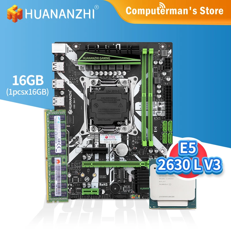 Bestellen HUANANZHI X99 8M F X99 Motherboard Combo Kit Set LGA 2011-3 CPU Intel XEON E5 2630L V3 Speicher 1*16G DDR4 RECC 2133 M.2 NVME USB
