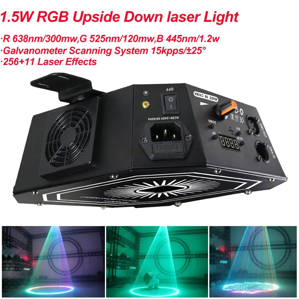 

1.5W RGB Upside Down laser Light Recharge RGB Laser Projection Lamp Stage Lighting Show for Home Party KTV DJ Dance Floor