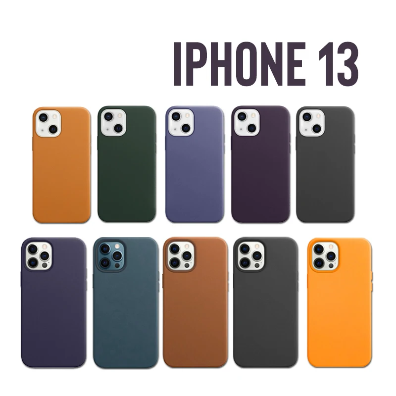 

Leather phone case for iPhone 13 Pro Max 13 Mini Cortical band magnetic