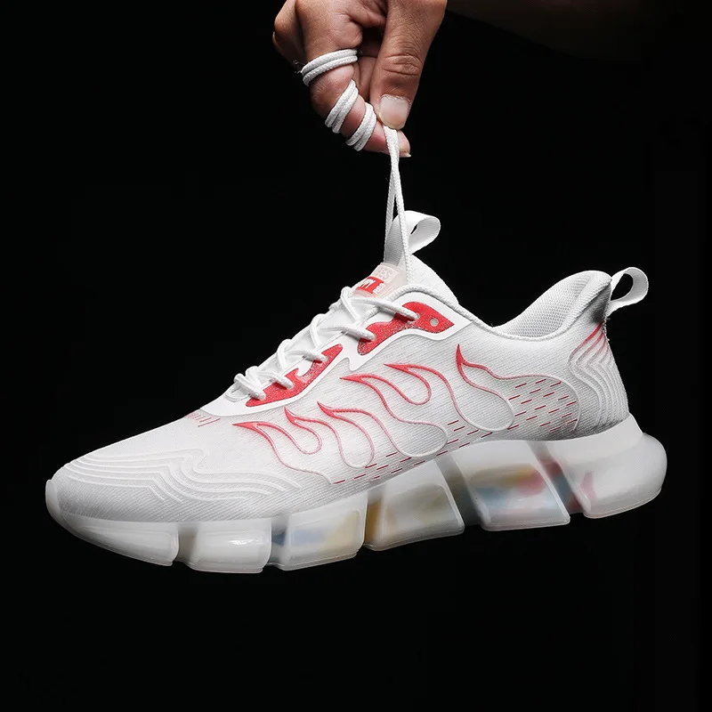 Высокие эластичные летающие тканые кроссовки для бега 2020 летние новые радужные с