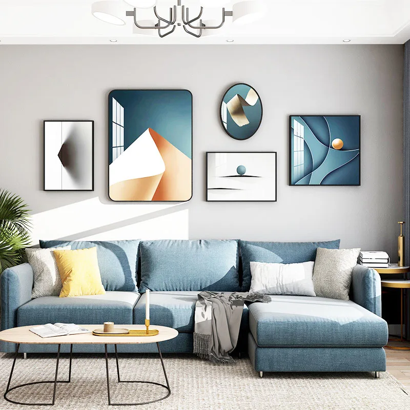 

Living Room Decoration Painting Simple Modern Sofa Background Wall Hanging Painting Light Luxury High-end Wall Mural Combination