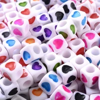 100pcs white mixed heart shape acrylic beads square letter loose spacer beads for jewelry making diy charms bracelet necklaces