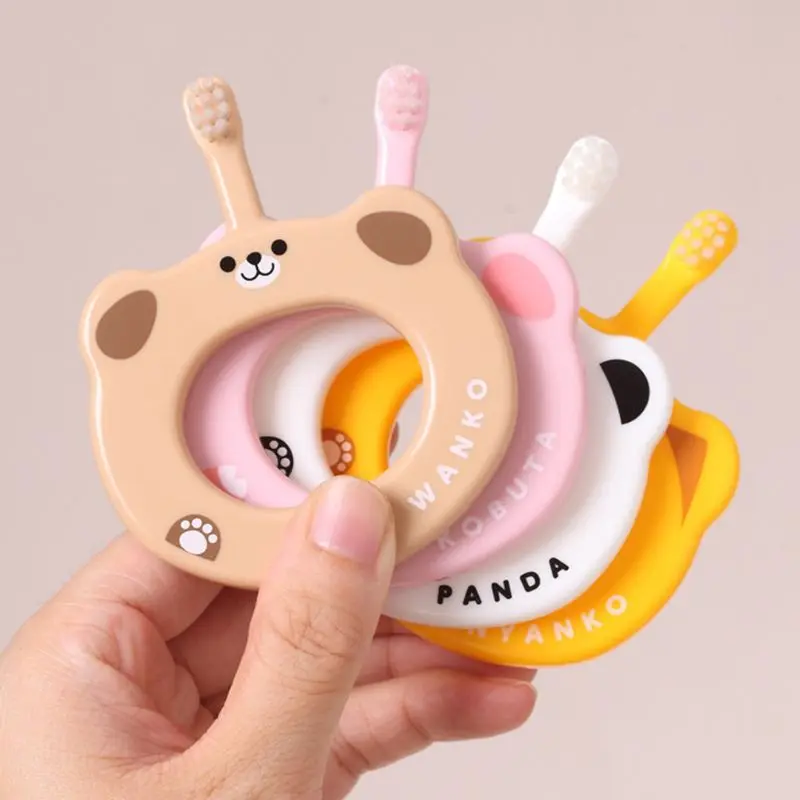 

Детская зубная щетка двойного назначения с мультипликационным рисунком, Детские зубные щетки для тренировок с молоком, чистящие зубные щет...