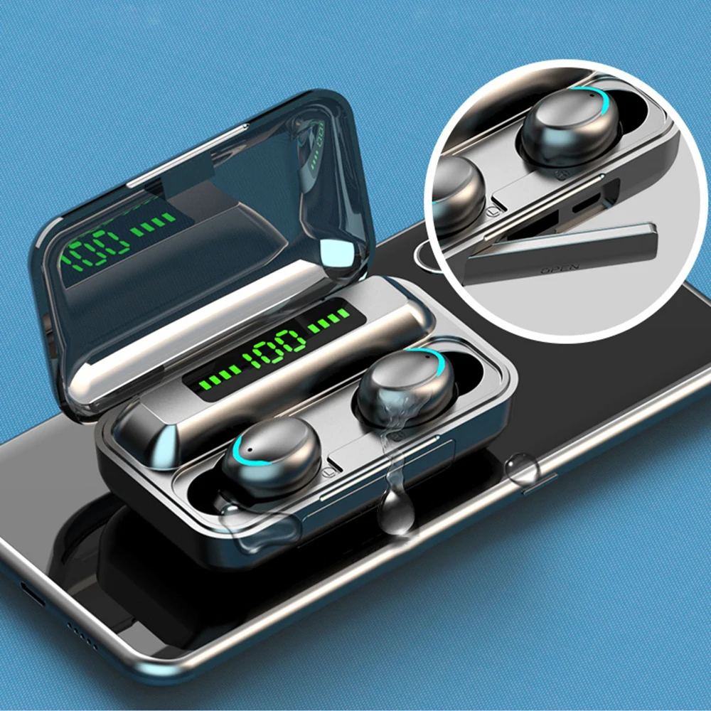 

TWS Bluetooth Earphones Wireless Headphones Sports Headset 9D Stereo Earbuds Bluetooth Headsets with 2200mAh Charging Box