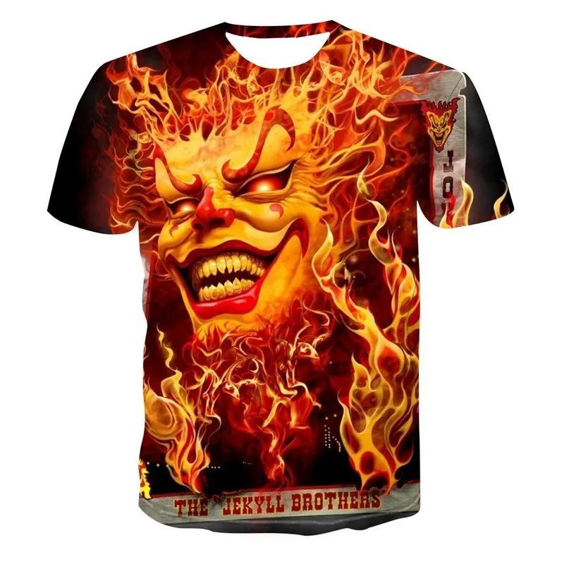 

Demon Printed Summer Short Sleeve Men T-Shirt Halloween Spoof Hip Hop Tshirt Individuality Trendy Quick Dry Street Tee Shirts
