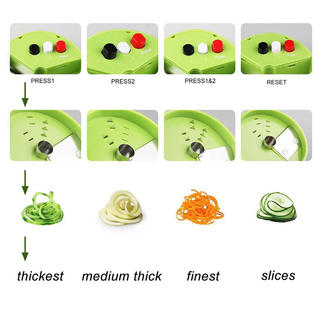 

Handheld Spiralizer Vegetable Fruit Slicer 4 in 1 Adjustable Spiral Grater Cutter Salad Tools Zucchini Noodle Spaghetti Maker