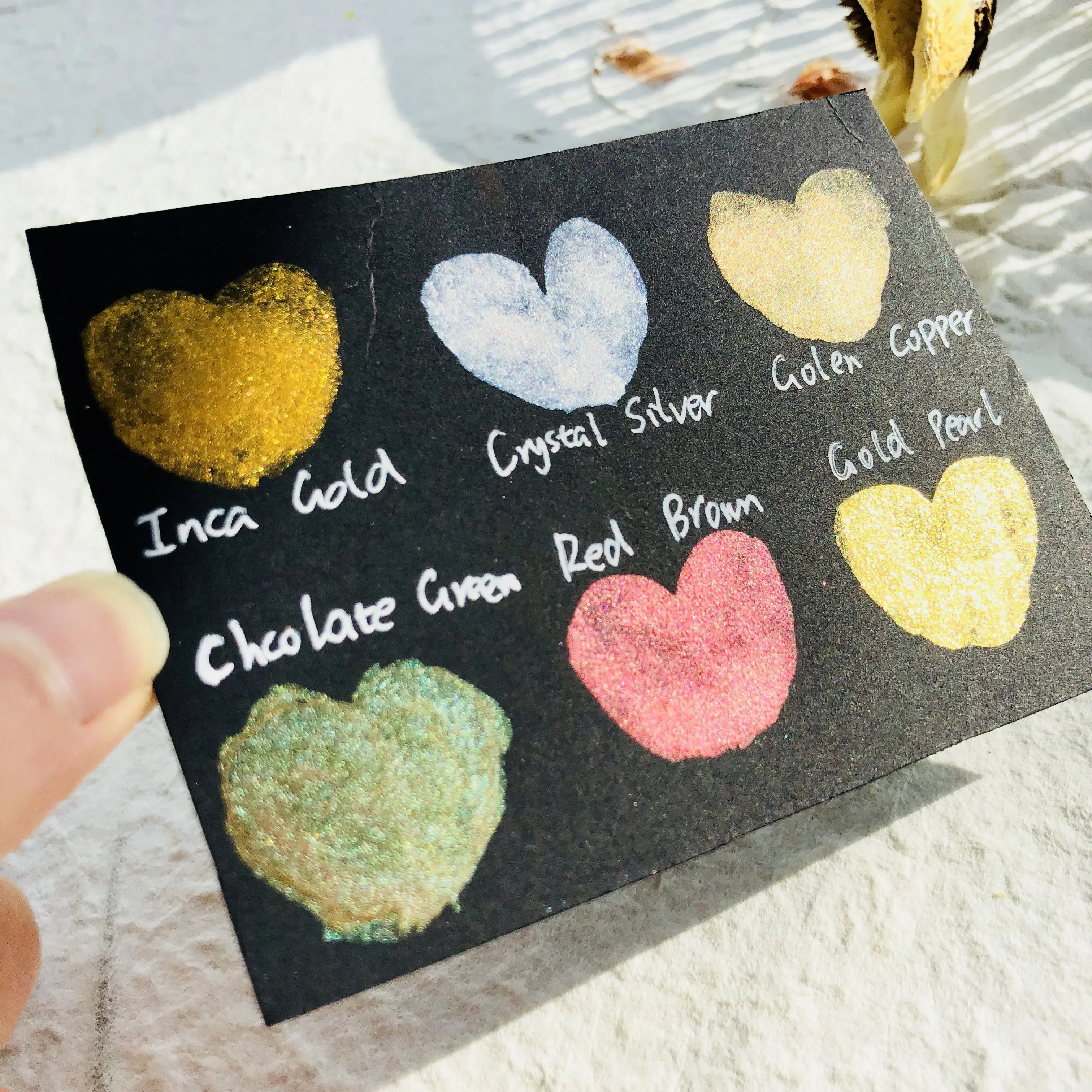 Handmade Metallic Watercolors Paint Set 6 Colors Half Pans Glitter Solid Water Color Metal Case Sparkle Pearlescent Acuarela | Канцтовары