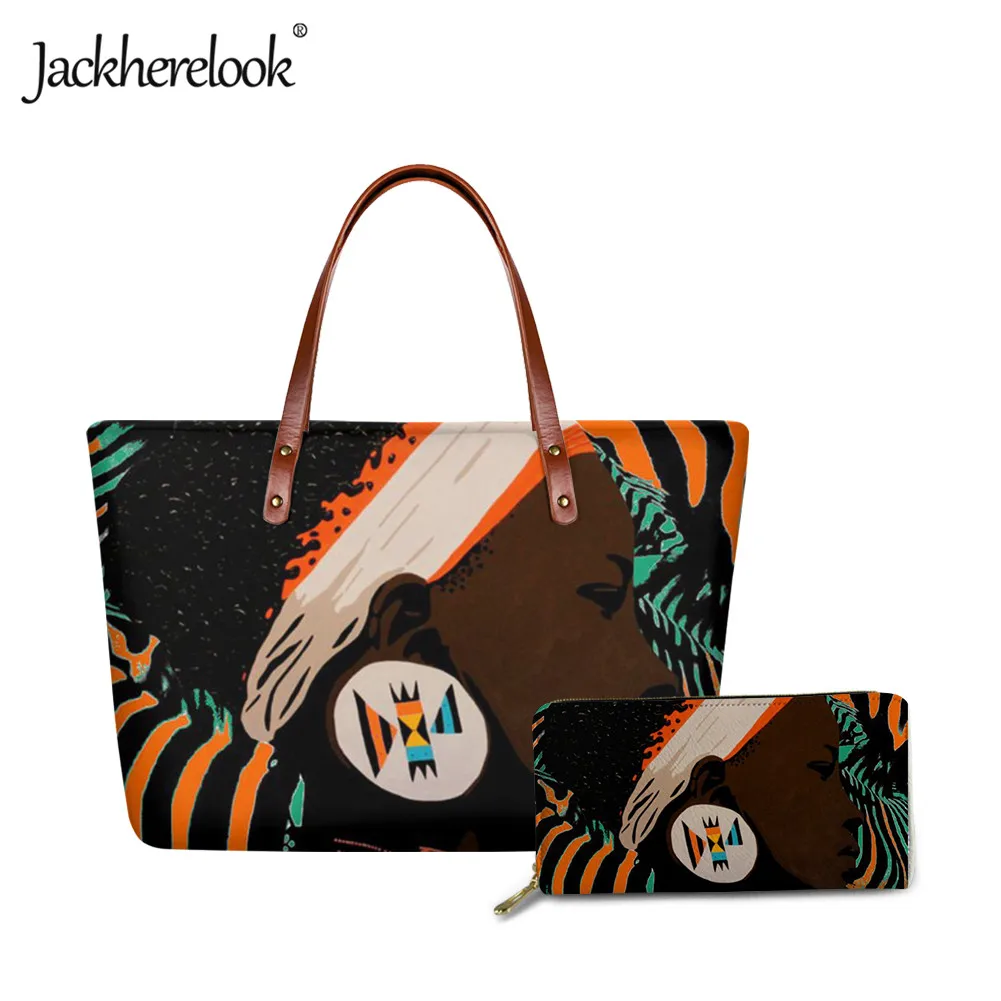 

Jackherelook, африканская девушка, дизайнерская модная сумка и клатч, кошелек 2 шт./компл. для женщин, Повседневная сумка через плечо для женщин, же...