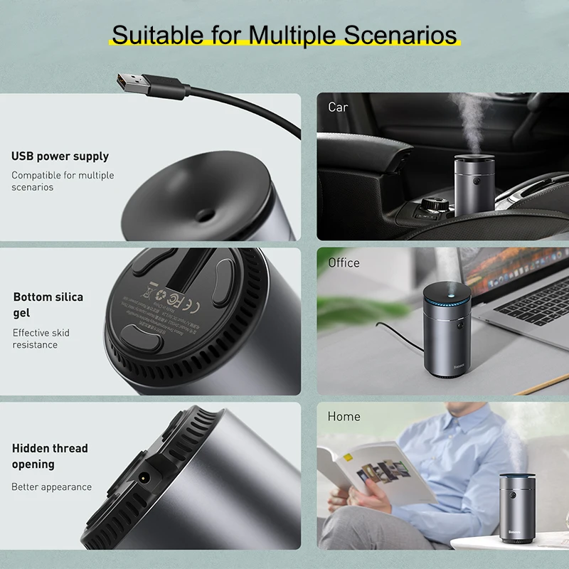 

Baseus Car Air Freshener Humidifier Auto Purifier Aromo with LED Light For Car Aromatherapy Diffuser Car Air Freshner Perfume