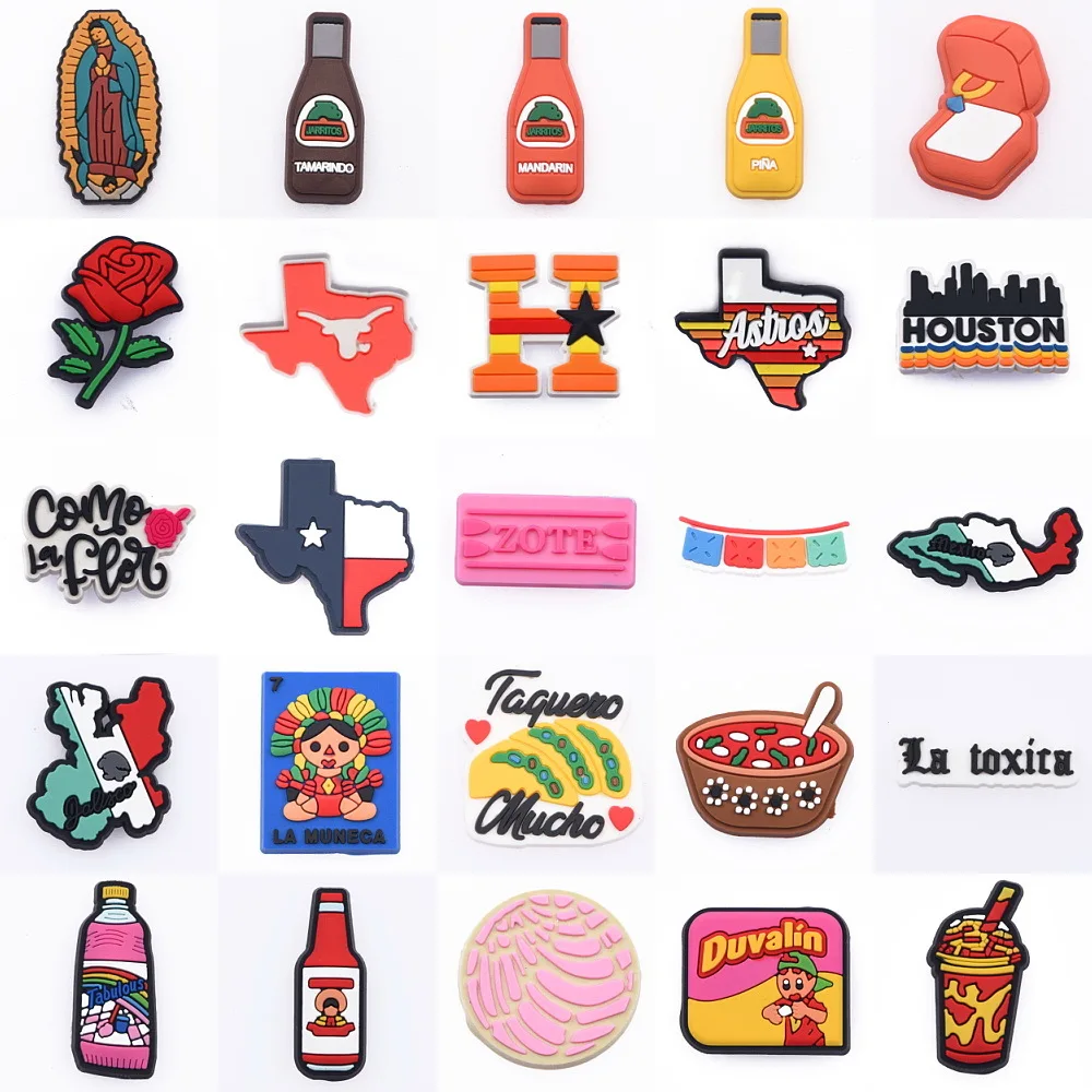 Novelty Coffee Food Shoe Charms Accessories Texas Money Death Beer PVC Decoration Designer For Croc JIBZ Kids Party Gift | Обувь