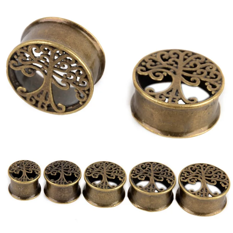 8 25 мм латунь Древо жизни заглушка для ушей старинные античные телесные туннель