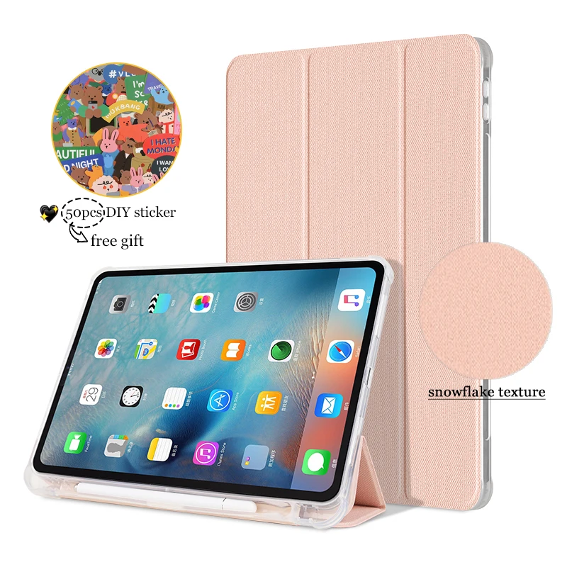 

For iPad Pro 10.5 Case iPad Air 3 Smart Tablet Cover PU Leather Transparent Soft TPU Back Case with Pencil Slot DIY Sticker Gift