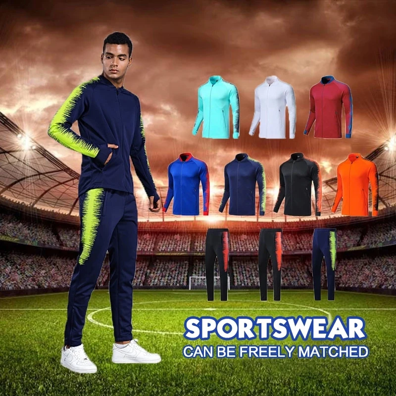 

Men‘s Football Suit Sportswear Adults Sports Suit Youth Football Training Long Sleeve Jersey Set Jogging Uniforms