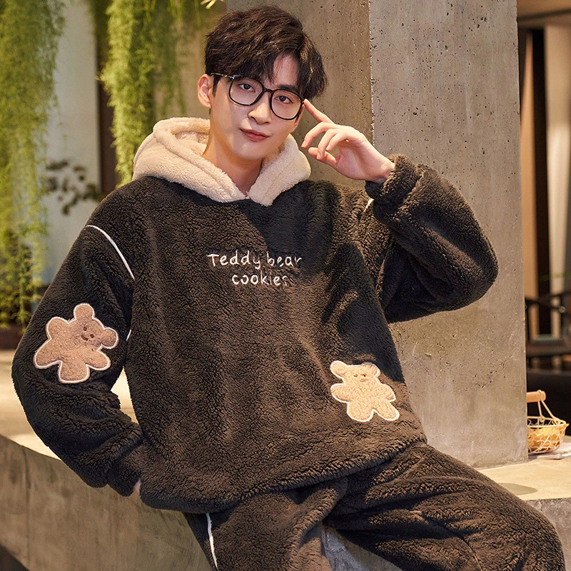 Top Quality Women's Pajamas Set Cute Flannel Sleepwear Homewear Men Couple Thick and Warm Winter Pyjamas for Women and Men