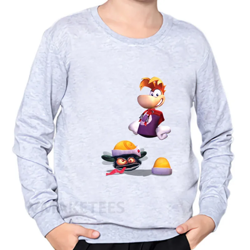 Детские толстовки с принтом «Rayman Legends Adventure» хлопковая толстовка для мальчиков и девочек детские осенние Топы, забавная одежда для малышей KYT5204 - Цвет: 5204G-Gray