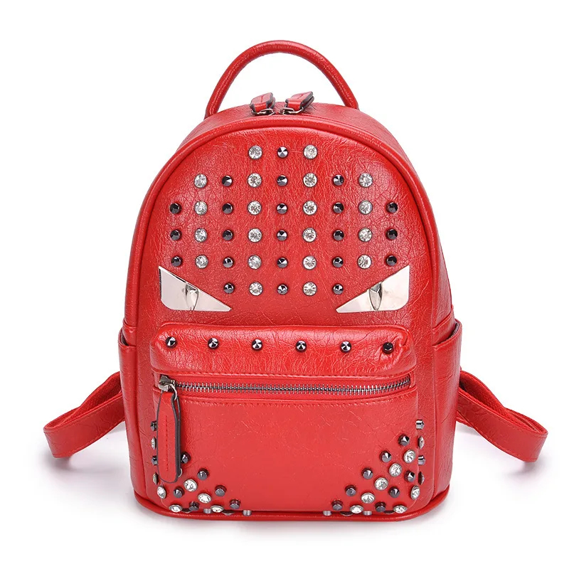 2019 женские кожаные рюкзаки с заклепками красного цвета Ретро Sac Dos Femme