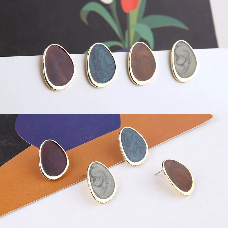 

6pcs Fashion Statement Earrings 2020 Retro Smudge Irregular Geometric Stud Earrings For Women Modern Female Jewelry Accessories