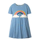 Летнее платье для маленьких девочек, платья с радужными животными и единорогом для девочек, хлопковая туника, платье принцессы для маленьких детей, детская одежда