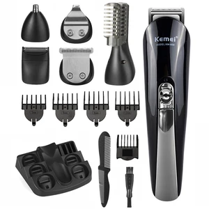Машинка для стрижки волос Kemei, 6 в 1, Электрический титановый триммер с аккумулятором, многофункциональная, с 4 насадками, 40D