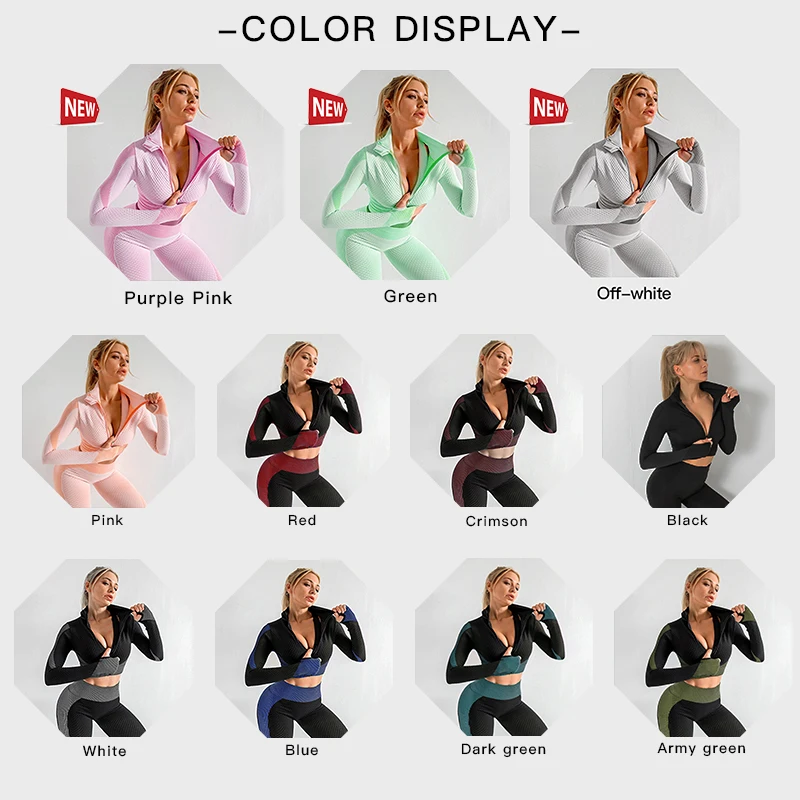 Бесшовный комплект для йоги спортивный на молнии женская одежда спортивная