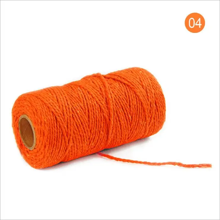 Light Orange Красочные хлопчатобумажные витые нитки для шитья, 100 м, макраме, ремесла, хлопчатобумажная льняная веревка, домашний текстиль, сделай сам, Свадебный декор - Цвет: Light Orange