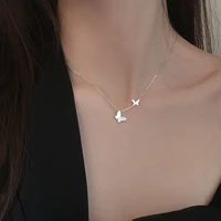 big small two butterfly cubic zirconia silver color clavicle chain necklace for women ladies korean dainty jewelry sn2310