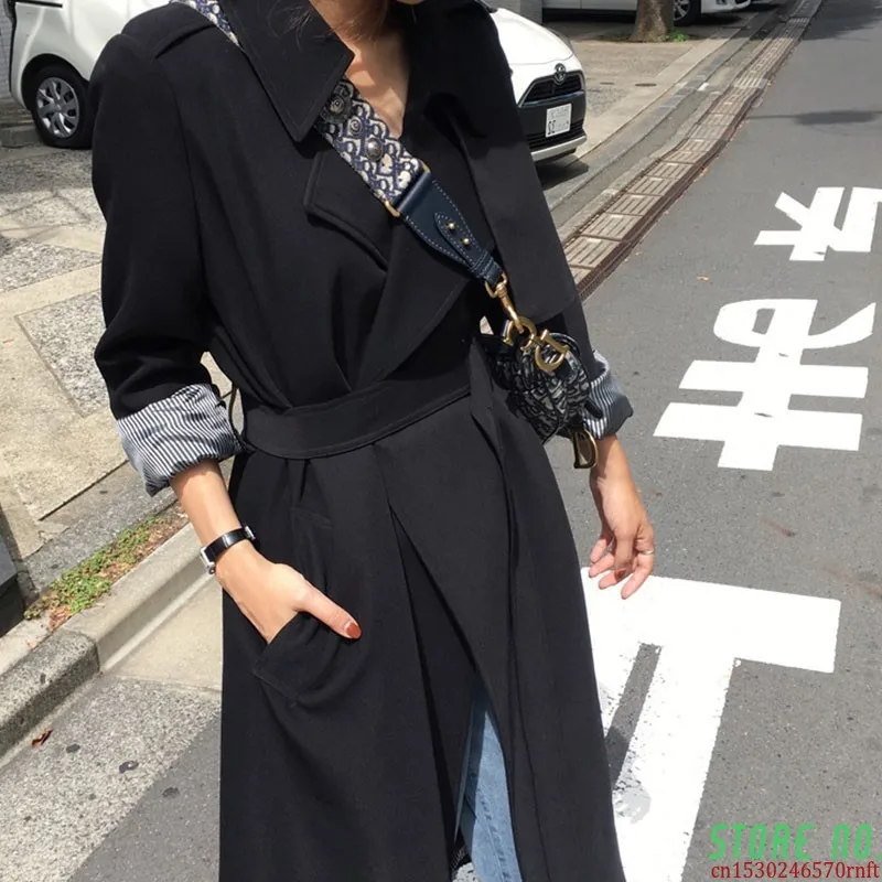 

Spring Female Trench Coat High Street Women Clothes 2020 Loose Outerwear Woman Worker Streetwear Long Windbreaker With Belt FY06