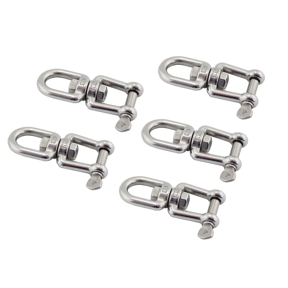 

Болт поворотный с двойным ушком из нержавеющей стали, 5 шт., соединительные кольца с крючком, соединители цепи, 4 мм, 5 мм, 6 мм, 8 мм, 10 мм, для мор...