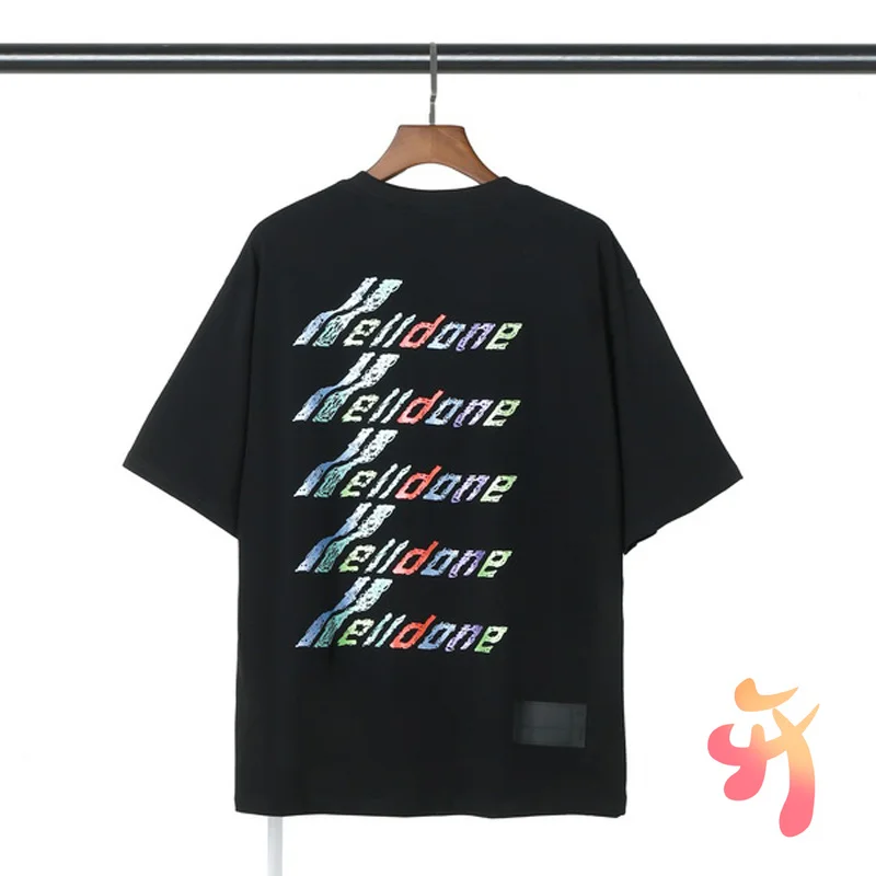 

Summer We11done Color Letter T-shirts Men Women High Quality Round Neck Loose Clothes Welldone Fashion Casual T Shirt Tees