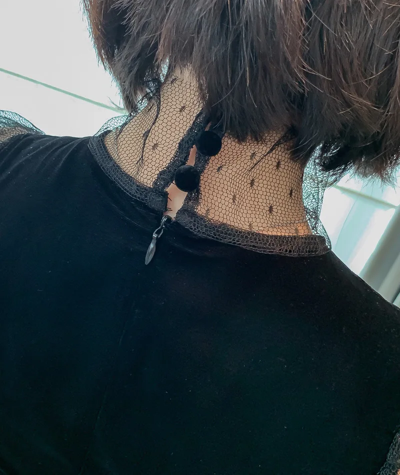 Женское вечернее платье Весна 2020 с воротником-стойкой прозрачные сетчатые