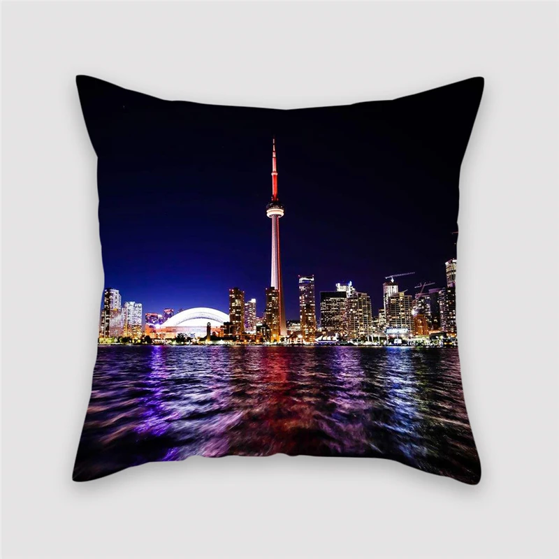 Fuwatacchi океанская башня живописный чехол для подушки ночной вид мост декоративный